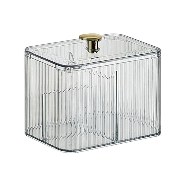 Bewildely Contenedores de baño con punta de poliestireno, soporte Q, compartimiento de baño, almacenamiento, bola de algodón, soporte para Almacenamiento y organización del hogar Blanco 13.5*9*11.5 CM