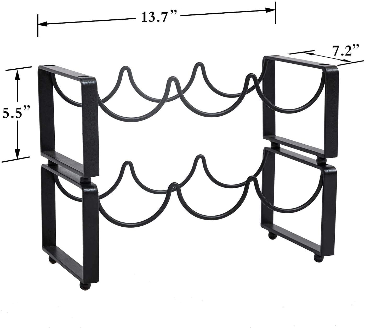 Buy Wine Rack 2 Tier FreeStanding Black Metal Wine Racks Six Bottle