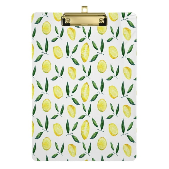 Summer Lemon and Leaves Acrylic Clipboards A4 Standard Letter Size Clipboard 12.5" X 9" Clip Board for Students Teacher Office