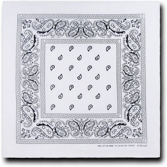 12 Pack Premium Cotton Head Wrap Scarf Bandana Multiple Colors 22" X 22" (White,100% Cotton)