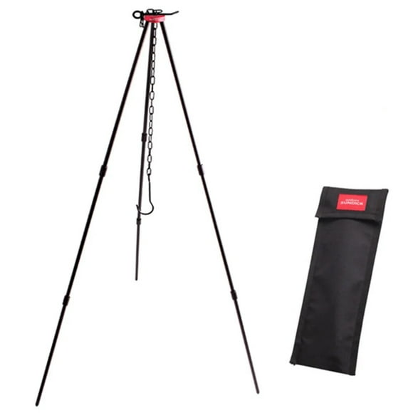 Outdoor Camping Bonfire Tripod Portable Triangle Support ForFire Hanging Pot Outdoor Campfire Cookware Picnic Cooking Grill Tool Black