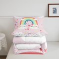 thumbnail image 5 of Manfei Cute Unicorn Rainbow Full Size Comforter Sets, Love Heart Cloud Bedding Comforter Set, Pink, Stars Reversible, 3-Piece, 1 Comforter and 2 Pillowcases, 5 of 7