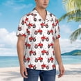 thumbnail image 3 of Gukieu Red Wheeled Tractors Print Men's Short-sleeved Shirts, Button-down Lapel Hawaiian Shirts, T-shirts, Beach Vacation Summer Casual Wear,Large, 3 of 7