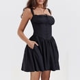 thumbnail image 2 of IROINNID Rollbacks Party Dresses for Women Holiday Night Sexy Sweet Lace Lace Strap Dress Mini Dress,Black, 2 of 6