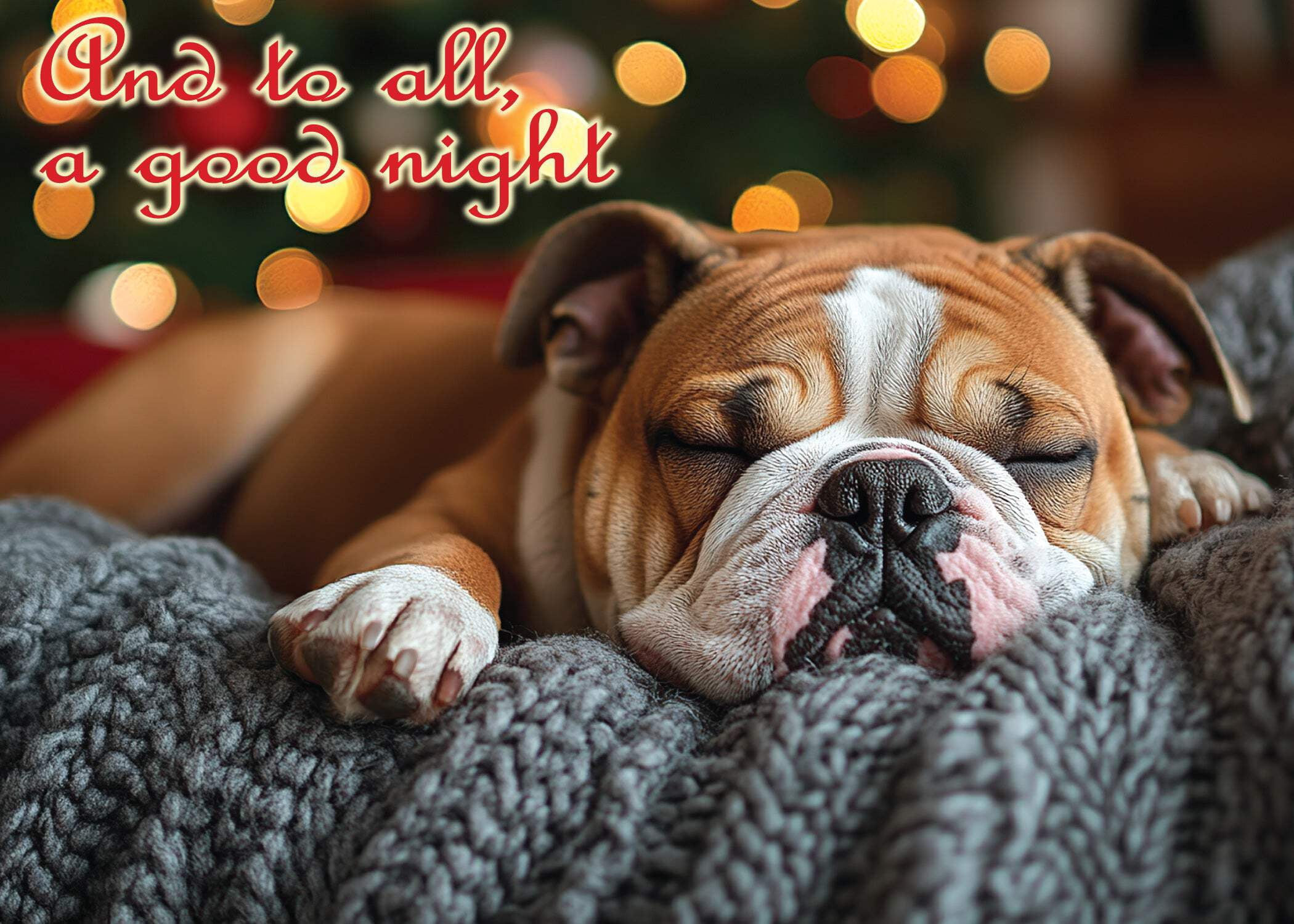 Glory To Dog And to All A Good Night Variety II (2025) Christmas Card Boxed Set of 12 Seasonal Greeting Cards (3 Each of 4 Sleepy Puppy Dog Designs) and Mailing Envelopes