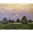 thumbnail image 2 of Levitan, Isaak 14x12 Black Ornate Wood Framed with Double Matting Museum Art Print Titled - Dawn/Dusk - Bundle of Hay, 2 of 4