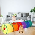 thumbnail image 4 of Lotpreco Cat Tunnel for Indoor Cats with Play Ball and Peek Holes, Interactive I-Way Foldable Pet Cat Tunnel Crinkle Toy, Large Long Dog Cat Tunnel Tube for Kitten Kitty Puppy Bunny Rabbit (Rainbow), 4 of 8