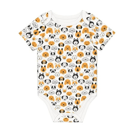 

Coaee Dog Faces for Soft Cotton Baby Short-Sleeve Bodysuit Baby Girls Boys Bodysuit Romper