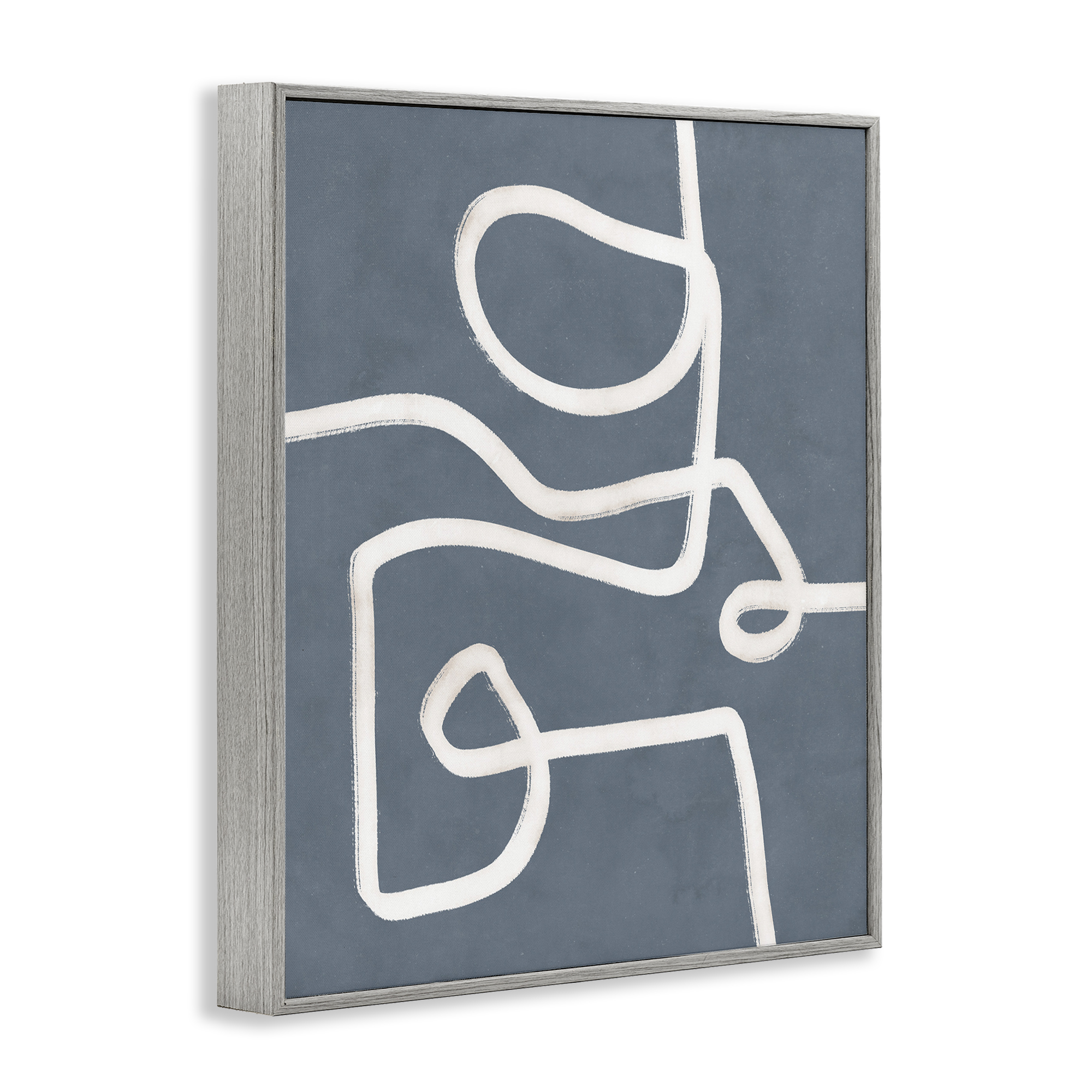 Stupell Industries Free Line on Blue Abstract Painting Gray Framed Art Print Wall Art, 11 x 14