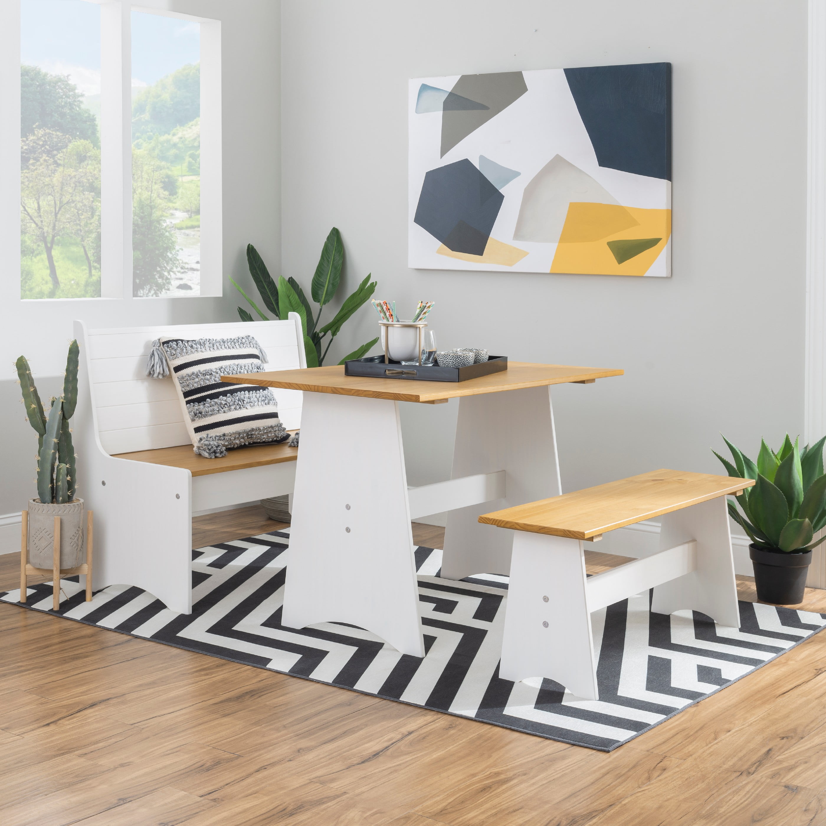 Linon Kasey Indoor Backless Dining Bench with Storage, Honey/White