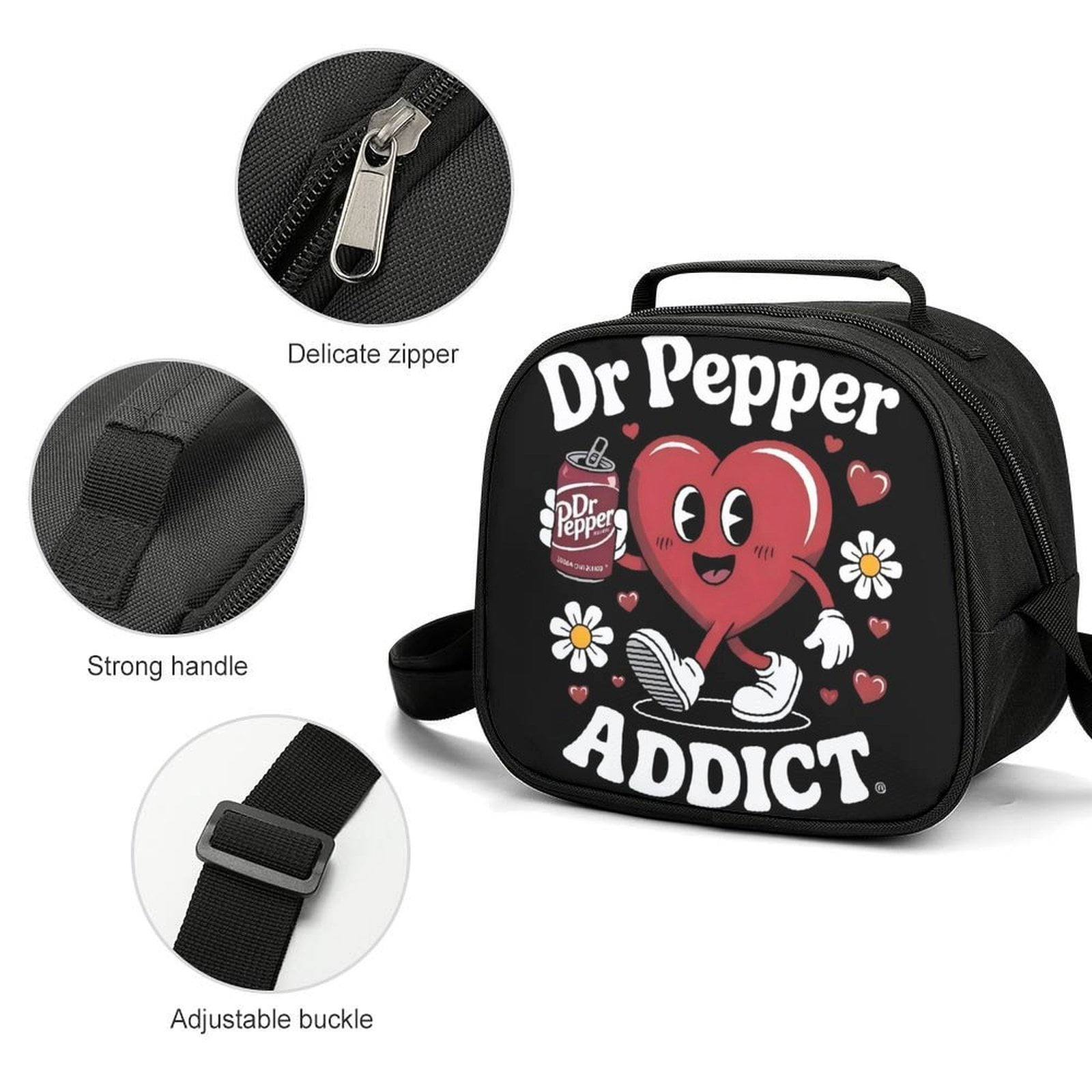 Dr.Pepper Cartoon Lunch Bags Are Suitable For Work Travel And Outdoor Activities One size