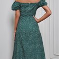 thumbnail image 4 of Vestido floral de mujer con hombros descubiertos, cuello cuadrado, manga corta, dobladillo dividido, vestido casual de verano, 4 of 6