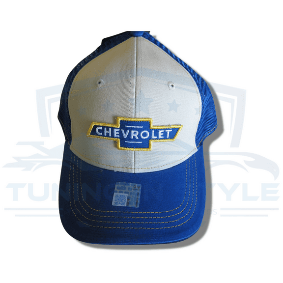 Retro Chevy Bowtie Emblem Embroidered Logo Baseball Cap Blue Official Licensed