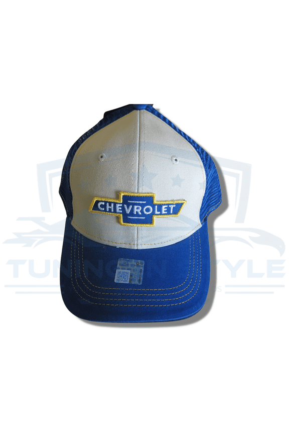 Retro Chevy Bowtie Emblem Embroidered Logo Baseball Cap Blue Official Licensed