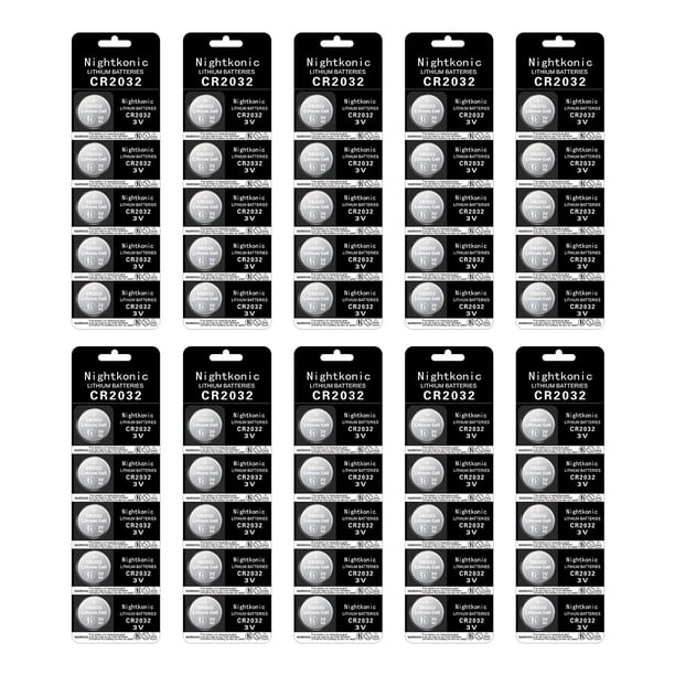 Batería Nightkonic CR2032, pila de botón de litio de 3 V (paquete de 50)