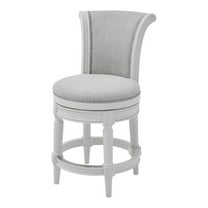New Ridge Home Goods Chapman 26" Wood Counter Height Swivel Barstool in White