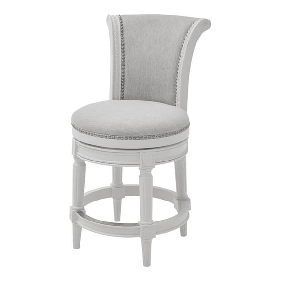 New Ridge Home Goods Chapman 26" Wood Counter Height Swivel Barstool in White