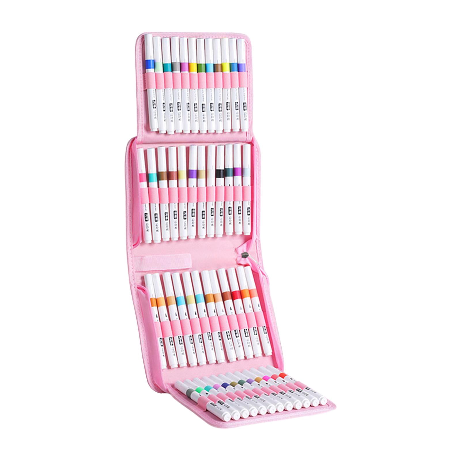 Tachiuwa 48 Pieces Acrylic Paint Markers Drawing Markers Brush Tip Marker Pen Set Acrylic Paint Pens with Carry Case for Stone Ceramic