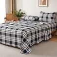 thumbnail image 4 of Jessy Home Full/Queen 4-Piece Plaid Bed Sheet Set, Soft Microfiber, 14-Inch Deep Pocket, Flat & Fitted Sheet with 2 Pillowcases, Black White, 4 of 10