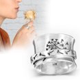 thumbnail image 4 of Anillo de plata giratorio con forma de flor para mujer, anillo ancho para aliviar el estrés y la ansiedad, anillo de meditación, 4 of 9