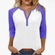 thumbnail image 3 of Blusa para mujer,Camiseta raglán con cuello en V para mujer, manga 3/4, blusa informal de cuello redondo para estar en casa, sopatenor, 3 of 9