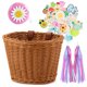 thumbnail image 1 of Cesta delantera de bicicleta trenzada para niños, juego de 4 cestas de bicicleta trenzadas con correas de cuero, timbre de bicicleta, serpentinas, pegatinas, regalos para niños, 1 of 5