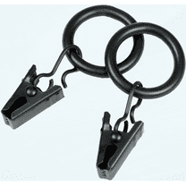 14-Pack Black Petit Window Curtain Clip Rings for 1/2-Inch Diameter Curtain Rods