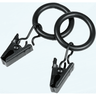 Petit Window Curtain Clip Rings, 14-Pack, Black