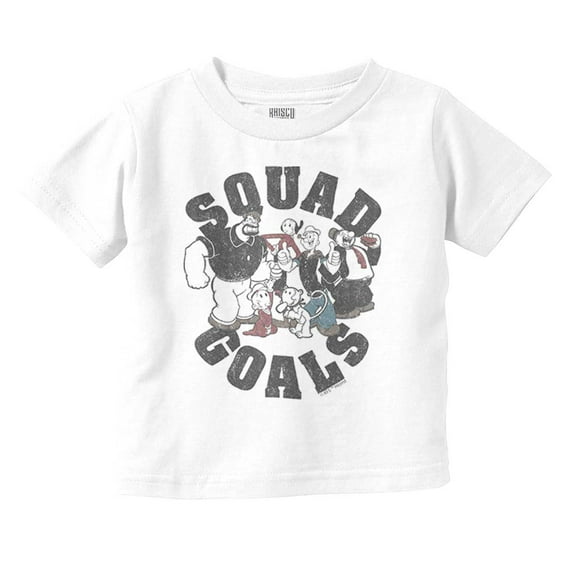 Popeye Characters Squad Goals Retro Toddler Boy Girl T Shirt Infant Toddler Brisco Brands 18M