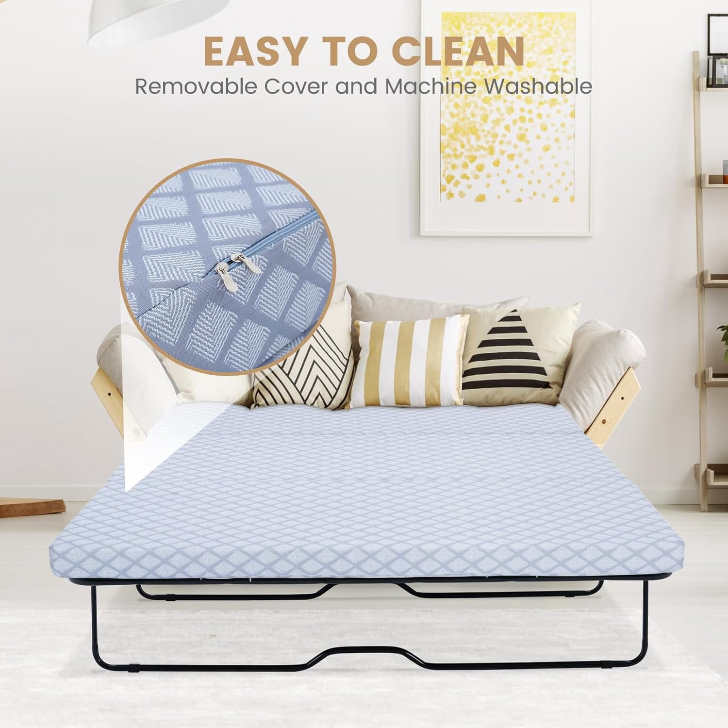 Begonia.K 4 Inch Foldable Memory Foam Sofa Bed Mattress Replacement, Full Size Pull Out Couch for Sleeper and Couch Beds Guest, RV Travel, Camping, 72" L x 53" W x 4" H, Sofa Not Included