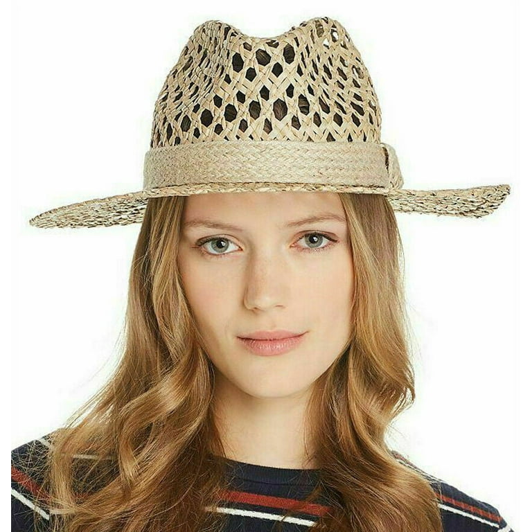 Filippo Catarzi Woven Wide Brim Natural Straw Fedora Floppy