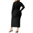 thumbnail image 3 of Unique Bargains Women's Plus Size Bodycon Dress Knee Slim Cut Out Dresses 1X Black, 3 of 6