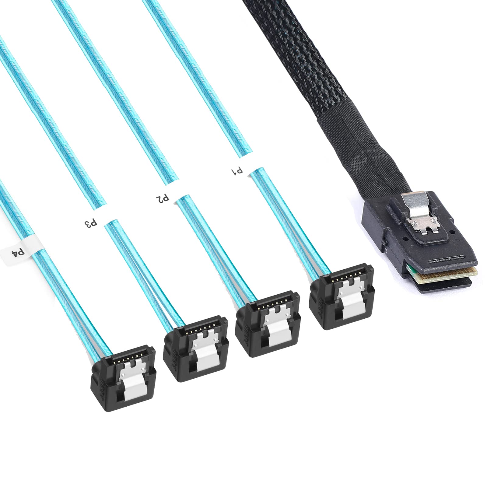 Mini SAS to SATA Cable, 36Pin SFF 8087 Host/Controller to 4X SATA