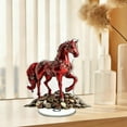 thumbnail image 4 of Acrylic Horse Ornament with 360° Rotating Base, Chinese New Year Decor, 2D Flat Red Horse & Gold Coin Figurine for Wealth Prosperity, Desk Shelf Decoration, Feng Shui Gift, 4 of 6
