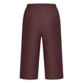 thumbnail image 4 of Inglocry Bermuda Shorts for Women 2026 High Waisted Drawstring Trendy Stretchy Denim Shorts Knee Length Cutoff Loose Fit Long Short Pants Wine 2XL, 4 of 5