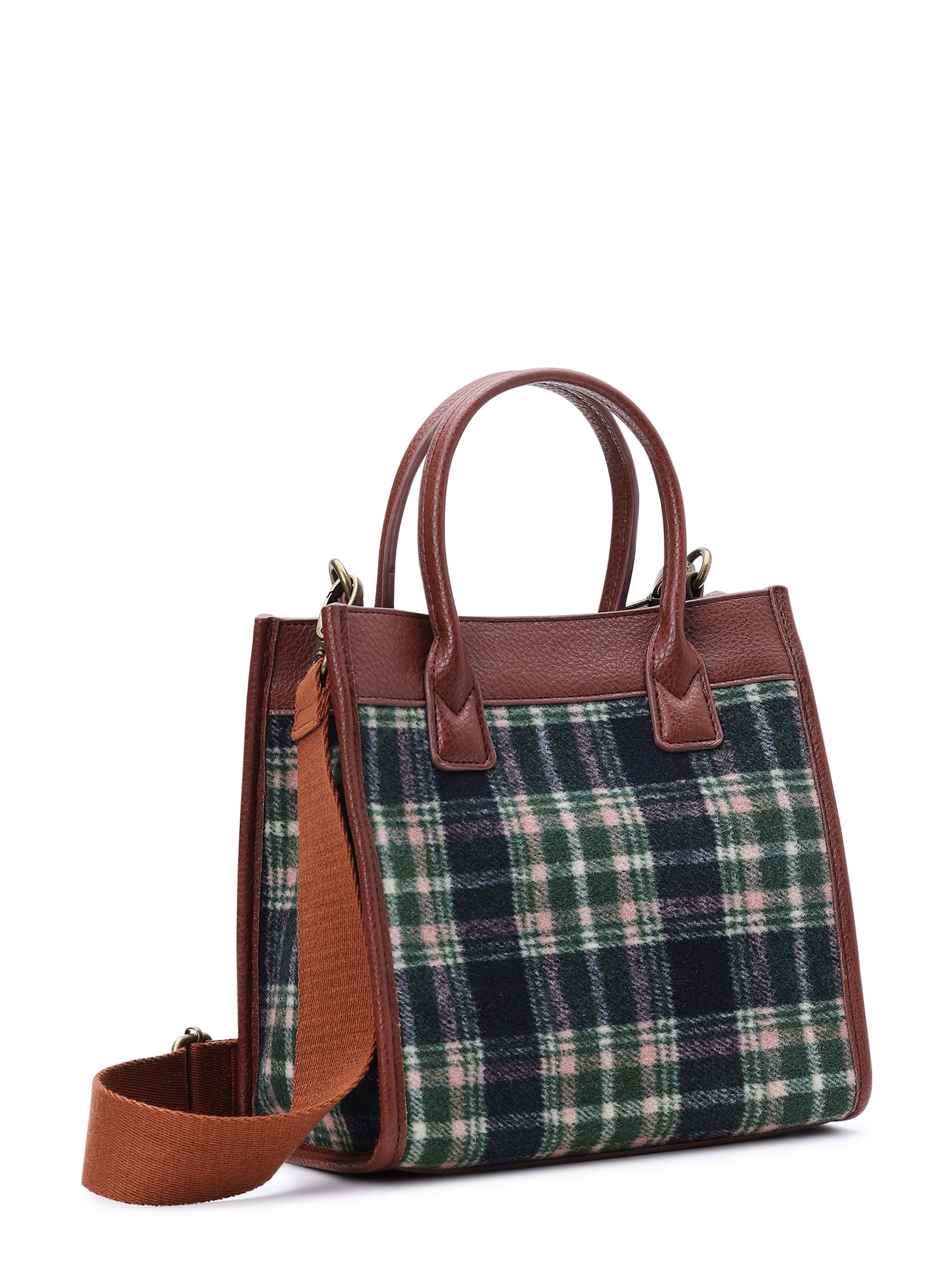 Time and Tru Women's Houndstooth Mini Tote Bag with Removable Strap,  Houndstooth 