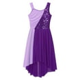 thumbnail image 4 of Alvivi Kids Girls Sequin Sparkly Contemporary Lyrical Ballet Dance Irregular Dress Leotard Purple 14, 4 of 7