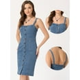 thumbnail image 2 of DARING DIVA Button Down Denim Sleeveless Sweetheart Neck Jean Dresses XL Light Blue, 2 of 6