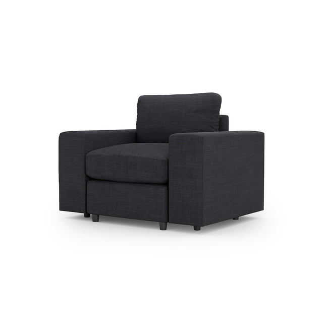 Sillón Individual Seccional Adapti Modular Moderno Reposabrazo Ancho Gris Carbón