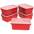 thumbnail image 4 of Storex Small Portable Cubby Bin with Cover, 5-Pack-Color:Translucent, 4 of 7