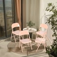thumbnail image 4 of Homy Casa Metal Folding Chairs 4 Pack Portable for Wedding Party Picnic Home Office Pink Lemonade, 4 of 12