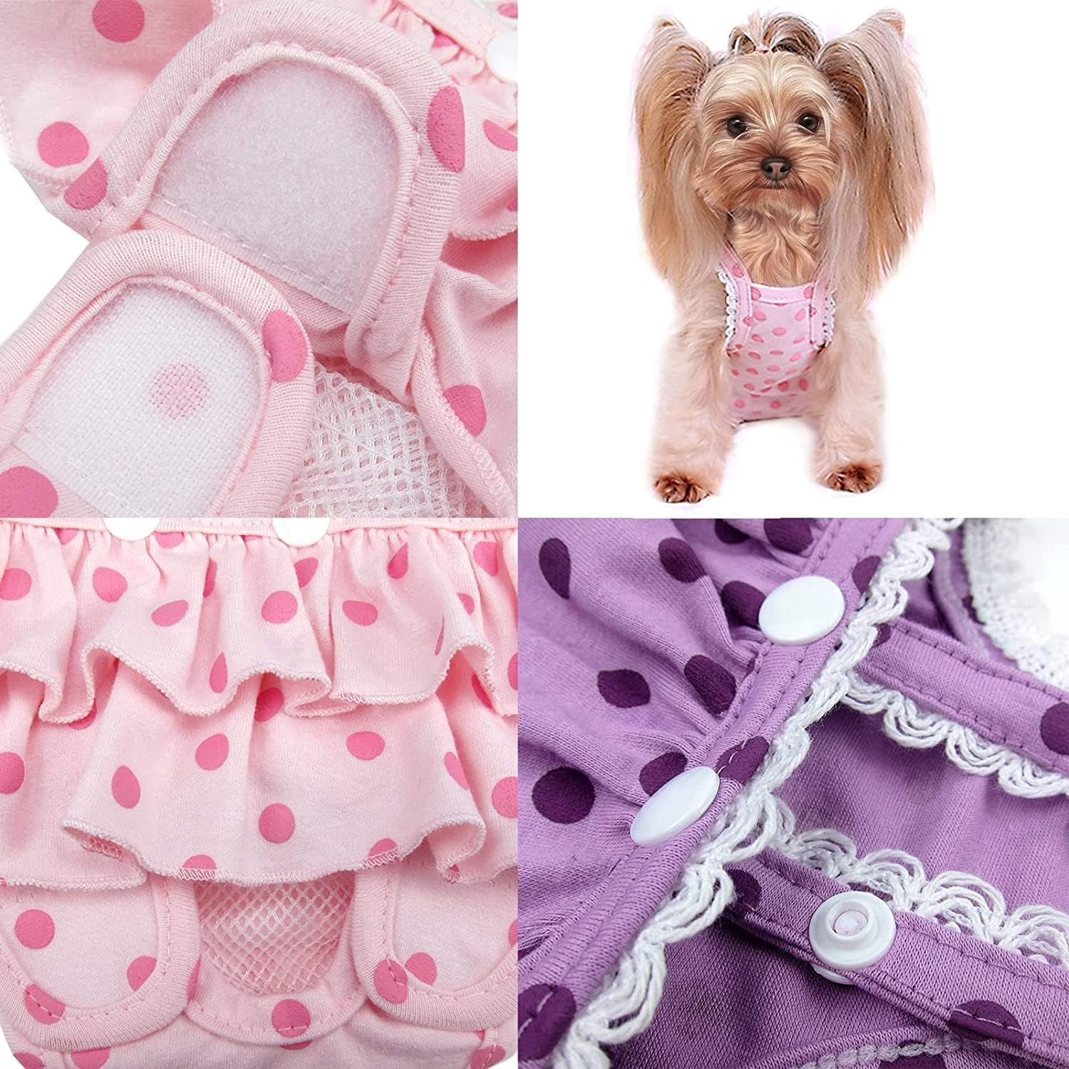 Washable Female Diapers with Suspender Comfort Reusable Doggy Diapers Reusable Puppy Sanitary Panties Dog Underwear Diaper for Small Girl Dogs in Period Heat