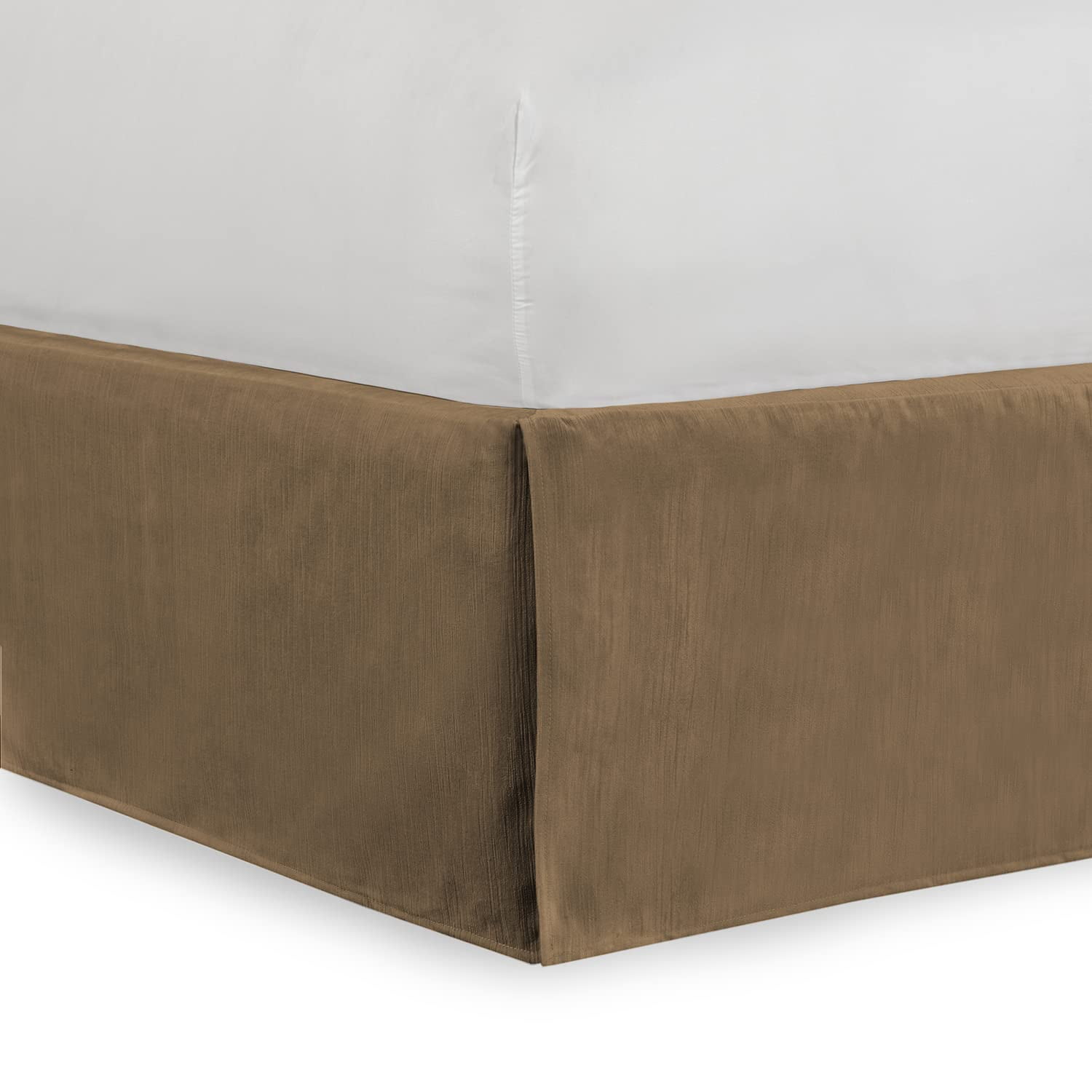 Four Sided Tailored Bed Skirt Solid Brown 600 TC Cotton Split Corner 