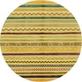 thumbnail image 1 of Ahgly Company Machine Washable Indoor Round Abstract Dark Golden Rod Brown Area Rugs, 6' Round, 1 of 7
