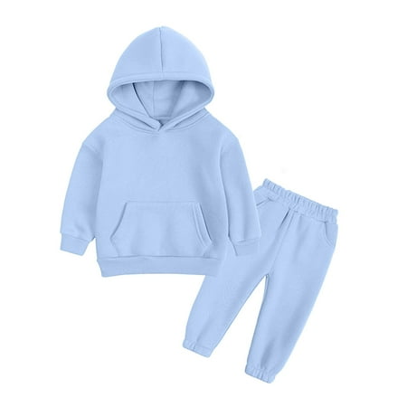 

EHTMSAK Toddler Baby Children Girl Boy 2PCS Pullover Hoodie and Pants Set Outfits Clothing Set Long Sleeve Light Blue 1-13Y 150