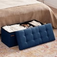 thumbnail image 3 of Banco otomano HAUSFRAU plegable de 80 cm con almacenamiento, color azul marino, 3 of 6