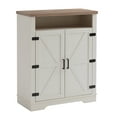 thumbnail image 2 of Censi 31" Farmhouse Storage Cabinet with Adjustable Shelves, Rustic Oak & Antique White Entryway Console Table, Sturdy 1.2" Thick Top Hallway Shoe Cabinet for Entry, Living Room, 31.1"x13.8"x28.6", 2 of 6