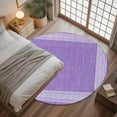 thumbnail image 3 of Purple Geometric 3.3ft Round Rug, White Greek Key Design Burlap Modern Art Non-Skid Rubber Backing Large Area Rugs - Living Room Bedroom Home Office, Indoor Floor Mat Carpets Washable Rug, 3 of 9