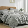 thumbnail image 5 of Flymme Gray Tufted Comforter Set Queen Size 7 Piece Bed in a Bag Shabby Chic Boho Comforter and Sheet Set Soft Microfiber Complete Bedding Sets, 5 of 7