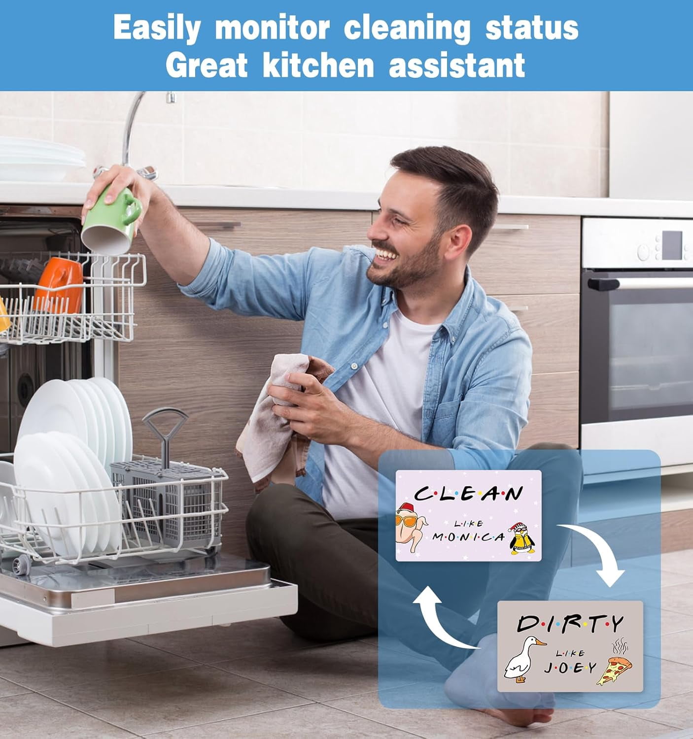 Funny Friends TV Show Dishwasher Magnet, Washing Machine Magnet Flip, Friends TV Show Merchandise Clean Dirty Sign for Dishwasher